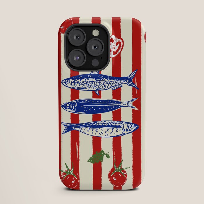 Sardines and Tomato Mediterranean Doodle iPhone Case Gallery Image 19