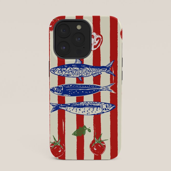 Sardines and Tomato Mediterranean Doodle iPhone Case Gallery Image 35