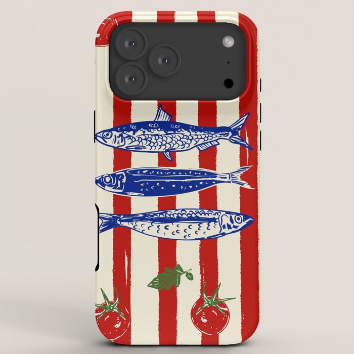 Sardines and Tomato Mediterranean Doodle iPhone Case Gallery Image 8