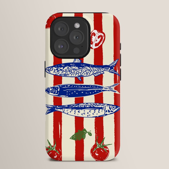 Sardines and Tomato Mediterranean Doodle iPhone Case Gallery Image 15