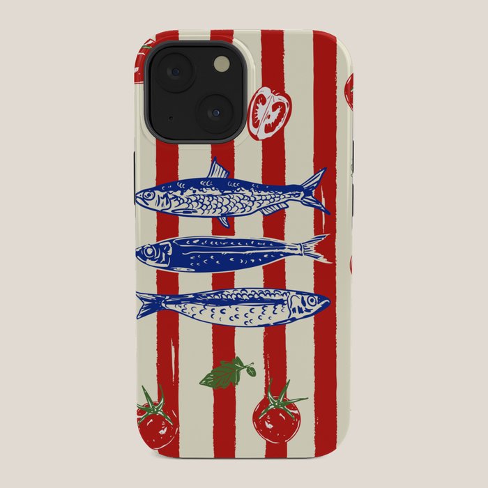 Sardines and Tomato Mediterranean Doodle iPhone Case Gallery Image 34