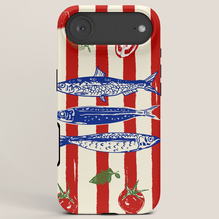 Sardines and Tomato Mediterranean Doodle iPhone Case Gallery Image 6