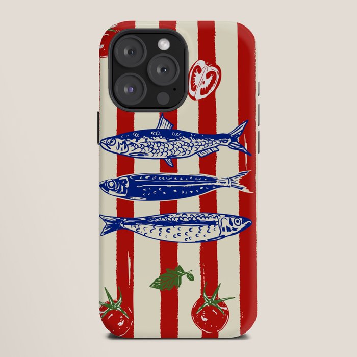 Sardines and Tomato Mediterranean Doodle iPhone Case Gallery Image 12