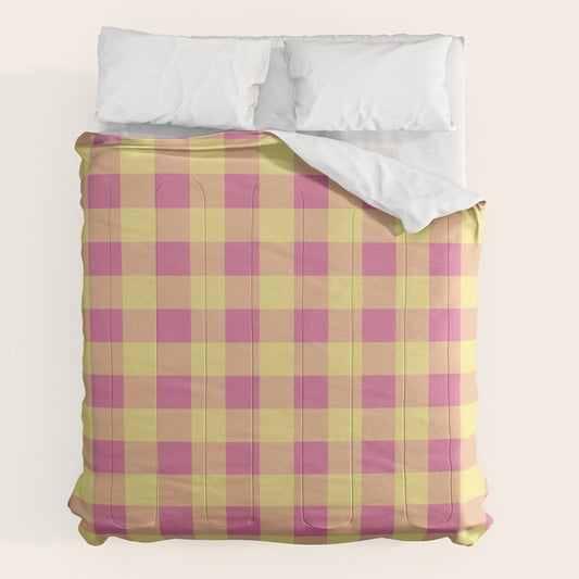 Gingham Large Pink Orange Yellow Comforter Gallery Image 2
