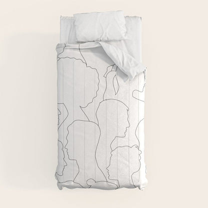 Black and white diverse people crowd pattern Comforter Gallery Image 4