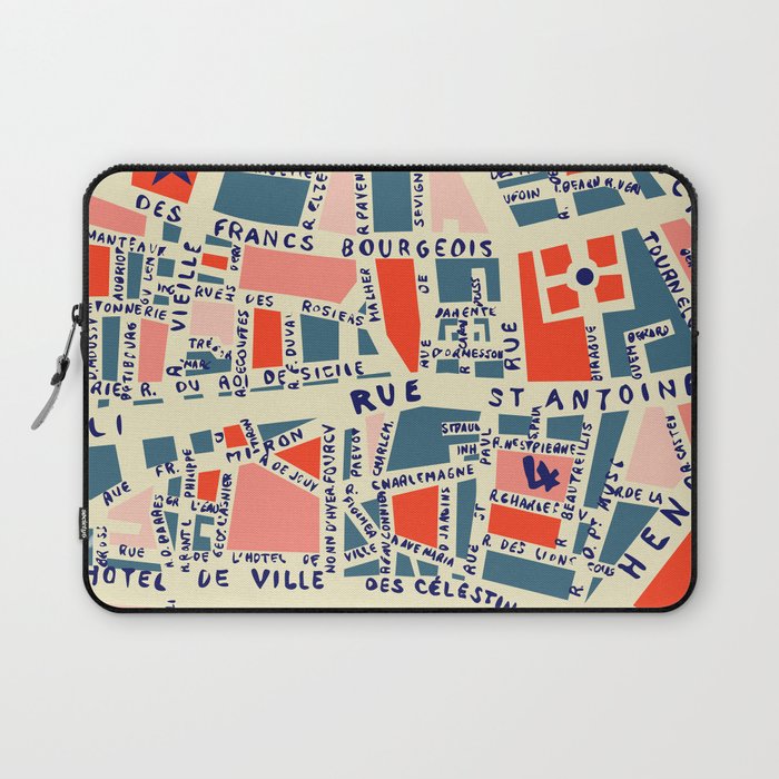 paris map blue Laptop Sleeve Gallery Image 1