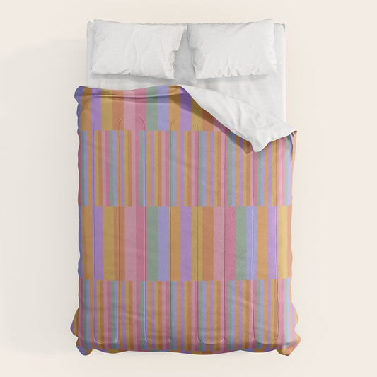 Mixed Stripes Pattern III 60s Rainbow Comforter Gallery Image 1