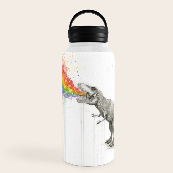 T-Rex Dinosaur Rainbow Puke Taste the Rainbow Watercolor Water Bottle Gallery Image 6