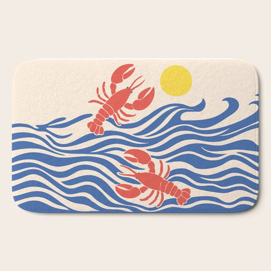 Lobsters Frolicking in the Ocean Waves Bath Mat Gallery Image 2