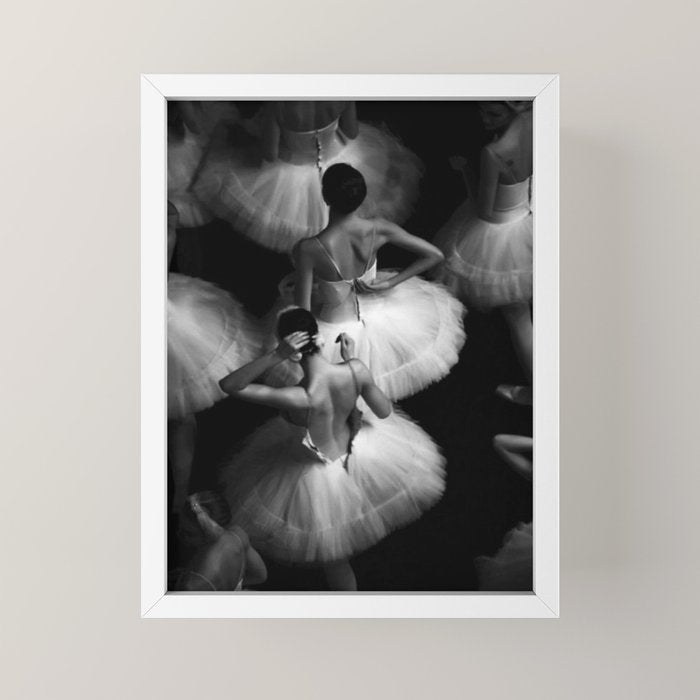 Ballerinas getting ready for the big performance black and white photograph - photographs Mini Art Print Gallery Image 4