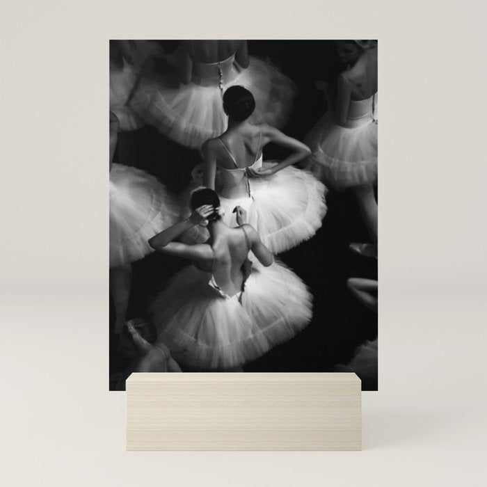 Ballerinas getting ready for the big performance black and white photograph - photographs Mini Art Print Gallery Image 5