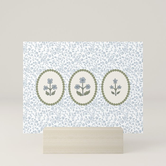 Ditsy Block Print Floral Tryptich Mini Art Print Gallery Image 5