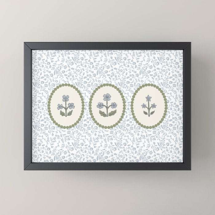 Ditsy Block Print Floral Tryptich Mini Art Print Gallery Image 3