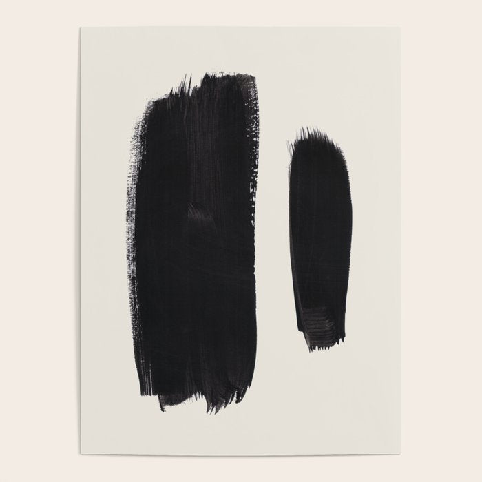 Mid Century Modern Minimalist Abstract Art Brush Strokes Black & White Ink Art Brush Strokes Poster Gallery Image 3