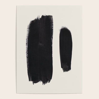 Mid Century Modern Minimalist Abstract Art Brush Strokes Black & White Ink Art Brush Strokes Poster Gallery Image 3