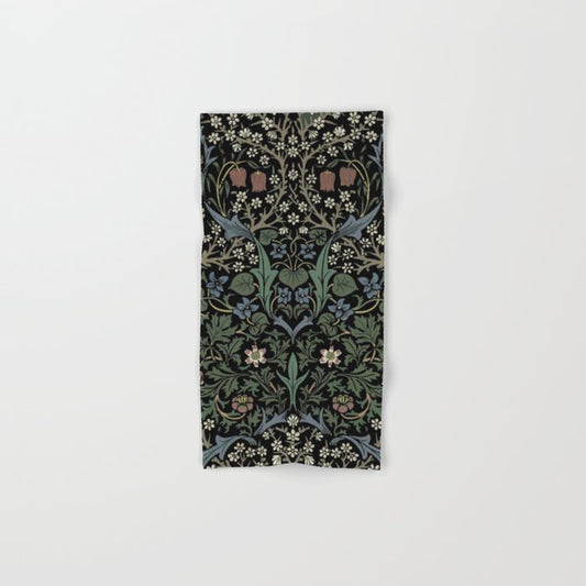 William Morris Vintage Blackthorn Dark Green 1892 Bath Towel Gallery Image 1