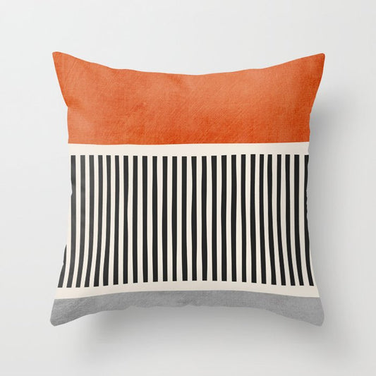 Orange Gray Black Modern Minimalism Artwork Throw Pillow Gallery Image 1