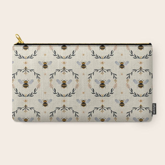 Ode to the Bumblebee (in cream) Carry All Pouch Gallery Image 2