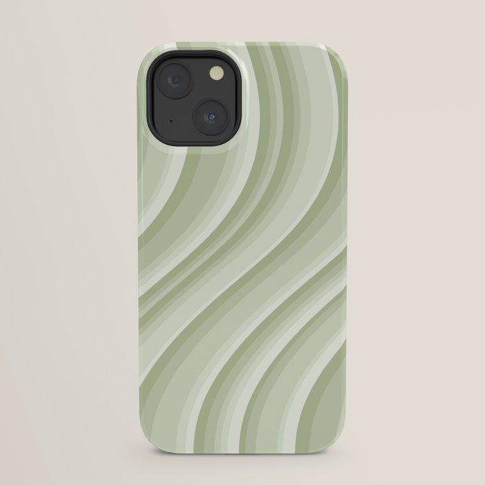 Wavy Stripes XXI - Pastel Natural Green iPhone Case Gallery Image 21