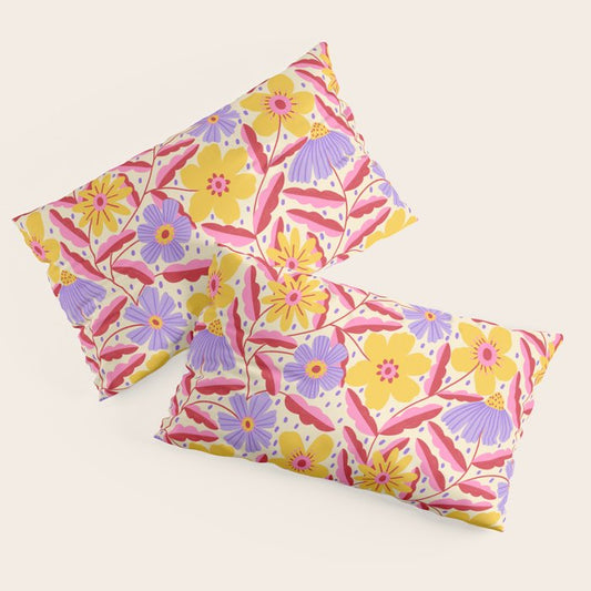 Flower Garden - Yellow & Purple Pillow Sham Gallery Image 2