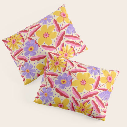 Flower Garden - Yellow & Purple Pillow Sham Gallery Image 3