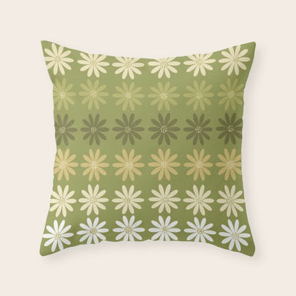 Ombre Abstract Daisies on Olive Green Throw Pillow Gallery Image 6