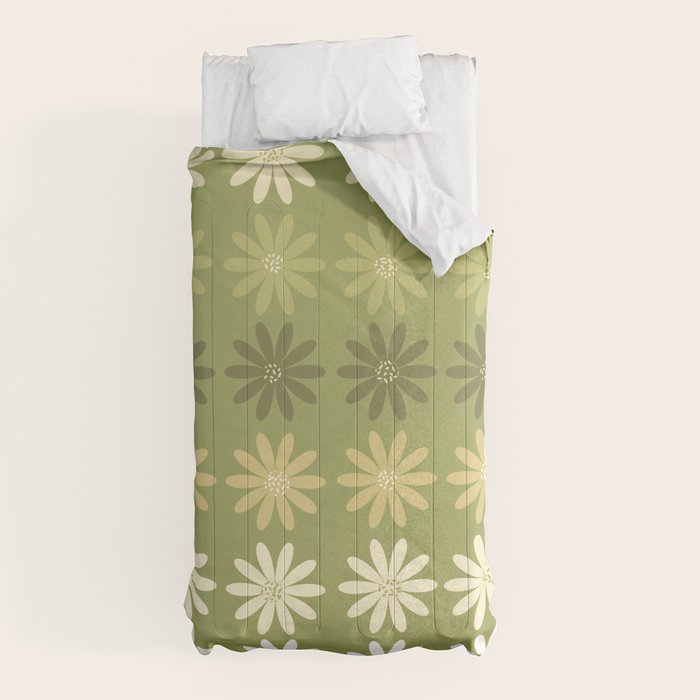 Ombre Abstract Daisies on Olive Green Comforter Gallery Image 10