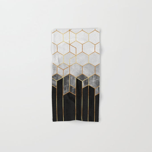 Charcoal Hexagons Hand & Bath Towel Gallery Image 1