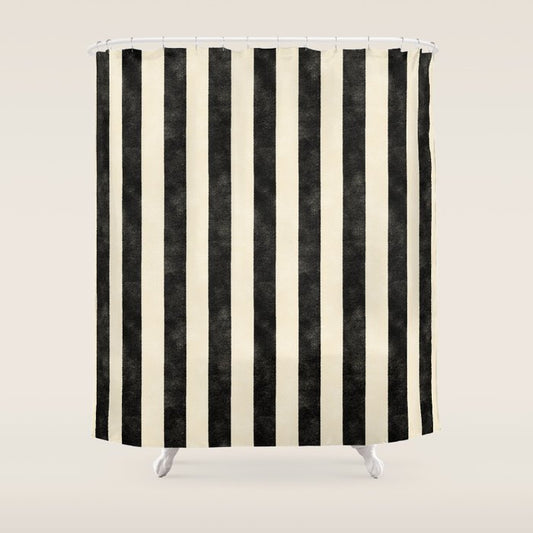 Cabana Stripe - black & cream Shower Curtain Gallery Image 1