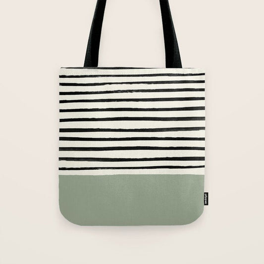 Sage Green x Stripes Tote Bag Gallery Image 1