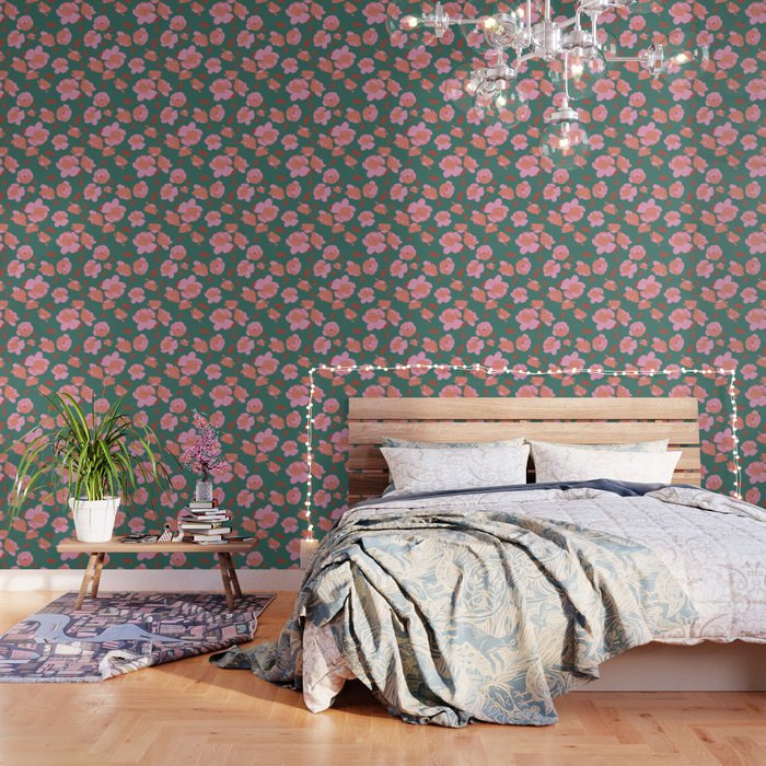 English Roses in Pink and Green Wallpaper Gallery Image 2