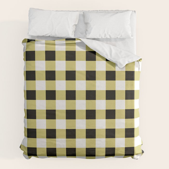 Gingham Large Yellow Black White Duvet Cover Gallery Image 2
