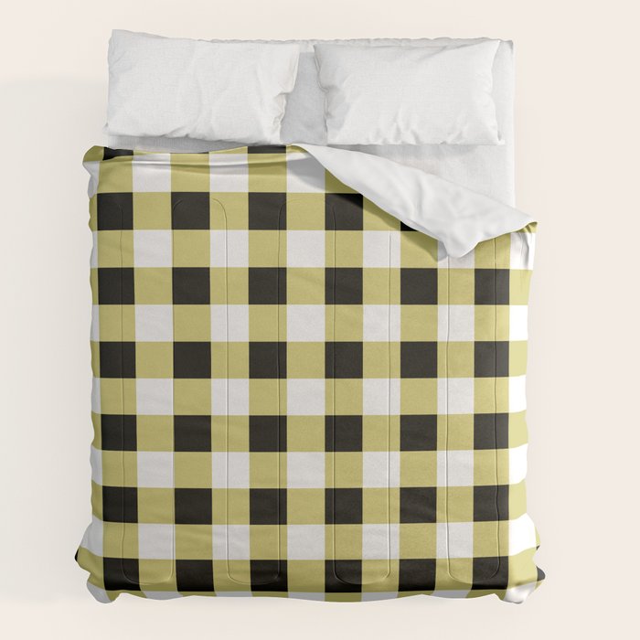 Gingham Large Yellow Black White Comforter Gallery Image 7