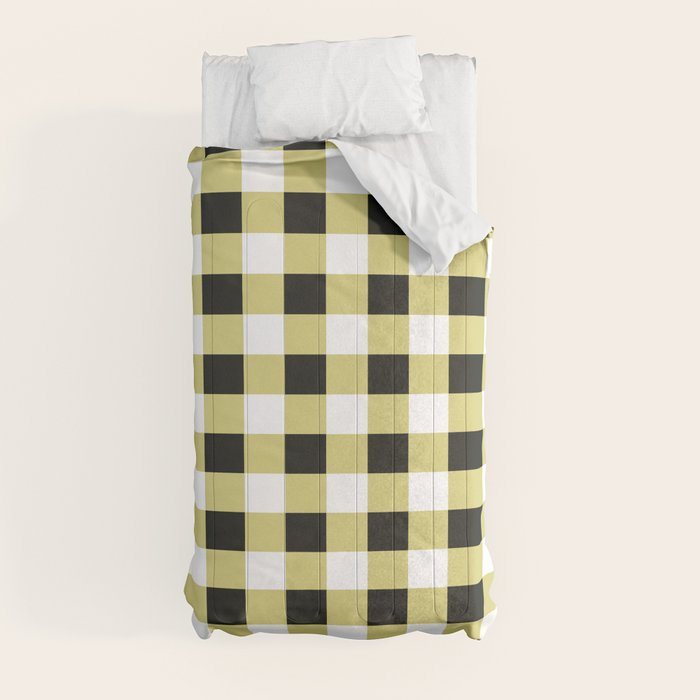 Gingham Large Yellow Black White Comforter Gallery Image 4