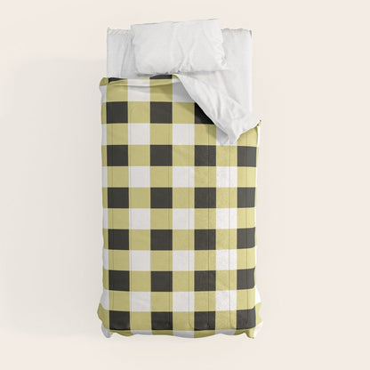 Gingham Large Yellow Black White Comforter Gallery Image 4