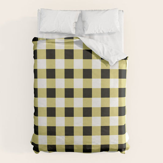 Gingham Large Yellow Black White Duvet Cover Gallery Image 1