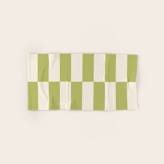 Duo II - Butter and Green Stripes Bath Towel Gallery Image 1