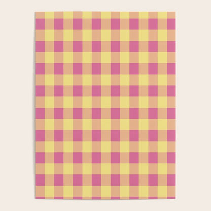 Gingham Large Pink Orange Yellow Poster Gallery Image 3