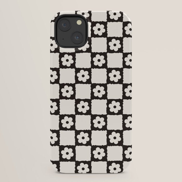 Retro Flower Checker in Black&White iPhone Case Gallery Image 22