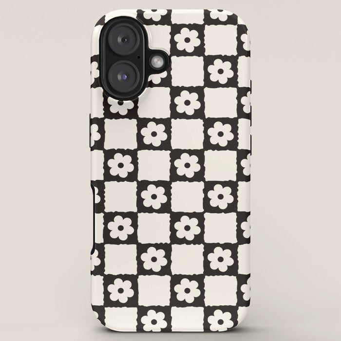 Retro Flower Checker in Black&White iPhone Case Gallery Image 5