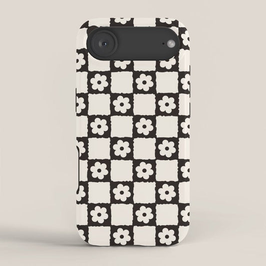 Retro Flower Checker in Black&White iPhone Case Gallery Image 2