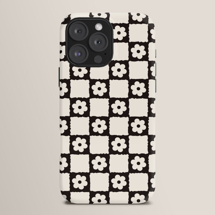 Retro Flower Checker in Black&White iPhone Case Gallery Image 16