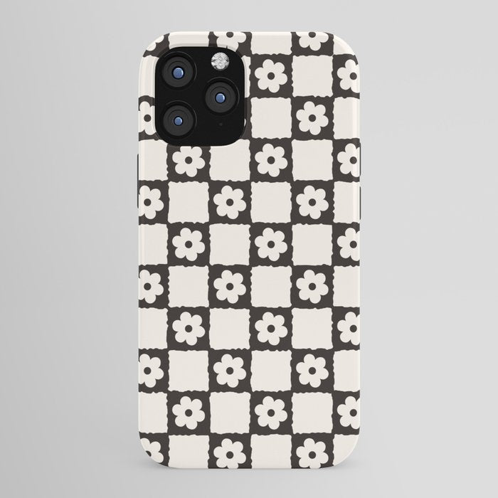 Retro Flower Checker in Black&White iPhone Case Gallery Image 43