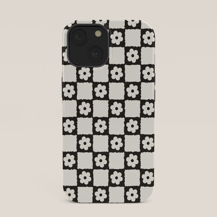 Retro Flower Checker in Black&White iPhone Case Gallery Image 33