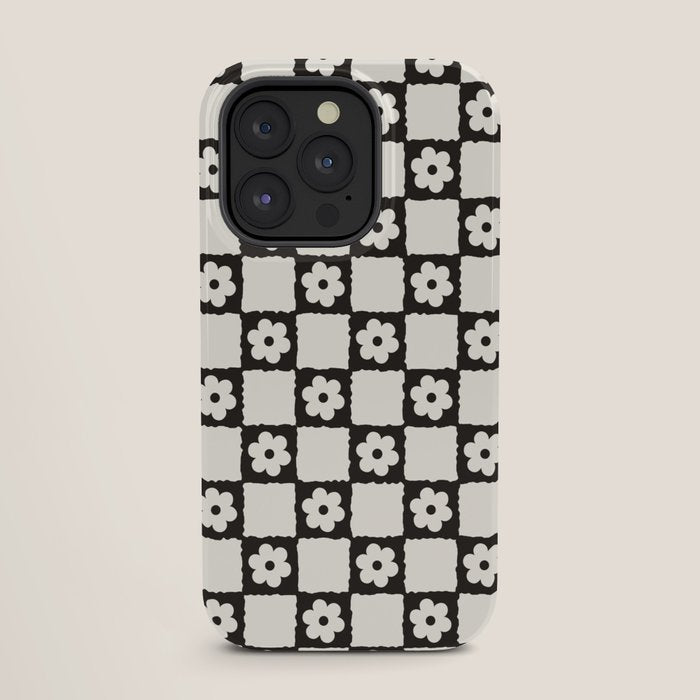 Retro Flower Checker in Black&White iPhone Case Gallery Image 27
