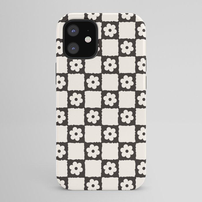 Retro Flower Checker in Black&White iPhone Case Gallery Image 42