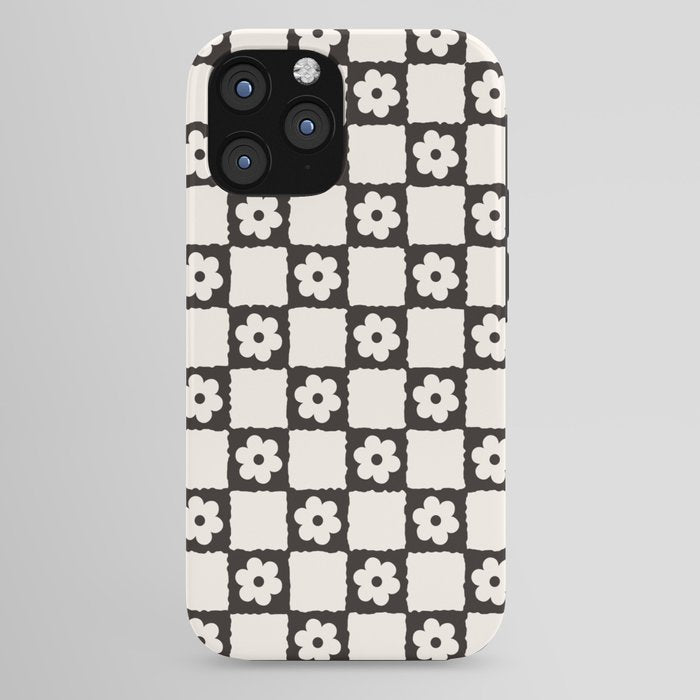 Retro Flower Checker in Black&White iPhone Case Gallery Image 44