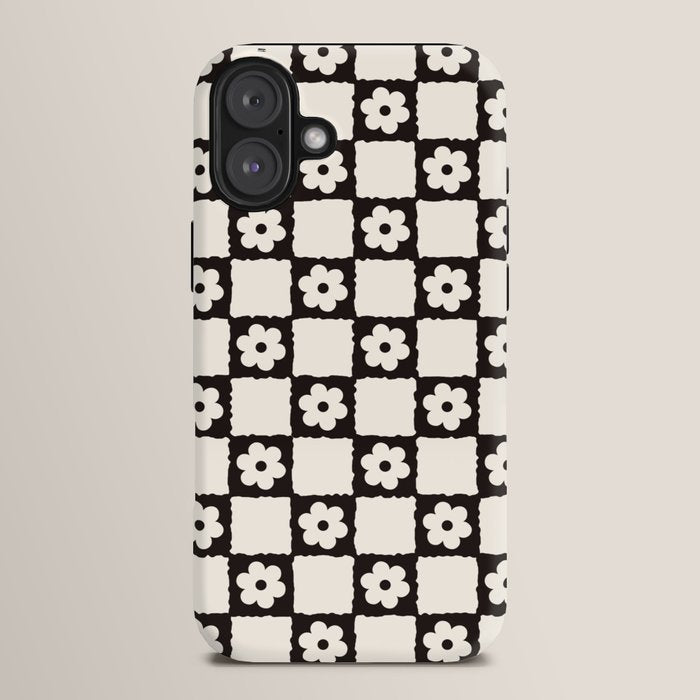 Retro Flower Checker in Black&White iPhone Case Gallery Image 14