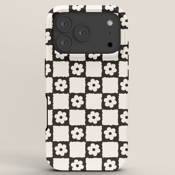Retro Flower Checker in Black&White iPhone Case Gallery Image 7
