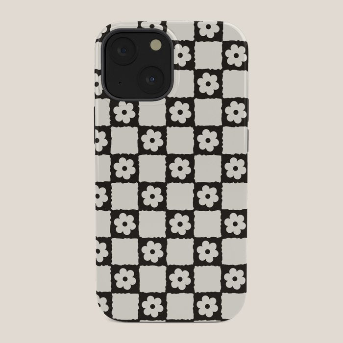Retro Flower Checker in Black&White iPhone Case Gallery Image 34